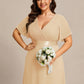 Plus Size Simple Empire Waist Flutter Sleeve Evening Dress