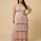 Chantarae Plus Size A Line Bridesmaid Dress Sweetheart Neckline Tiered Ruffle for Wedding Prom Evening Party - N0481