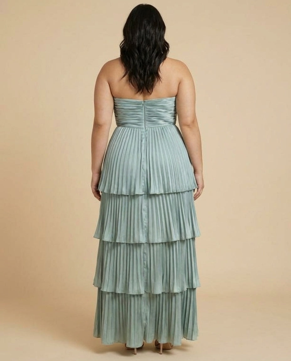 Chantarae Sophisticated Plus Size A-Line Satin Charmeuse Bridesmaid Gown - N0380