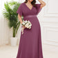 Plus Size Simple Empire Waist Flutter Sleeve Evening Dress