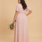 Petaline Plus Size Short Sleeve Chiffon Bridesmaid Dress N0322
