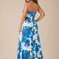 Plus Size Strapless Floral Beaded Evening Gown in Ivory Blue for Weddings and Formal Events