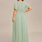 Plus Size Printed Chiffon Pleated Maxi Wedding Guest Dress