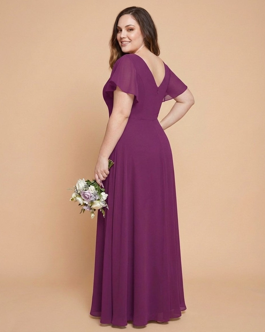 Avenleigh Plus Size Elegant A-Line Bridesmaid Dress with Pleated Chiffon for Wedding - N0340