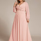 Stylish Plus Size Chiffon Formal Evening Dresses with Long Lantern Sleeves