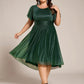 Plus Size Sequin Round Neck Asymmetrical Midi Wedding Guest Dress