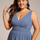 Plus Size Sleeveless V-Neck Chiffon Semi Bridesmaid Dress