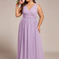 Plus Size Sleeveless V-Neck Chiffon Semi Bridesmaid Dress