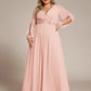 Stylish Plus Size Chiffon Formal Evening Dresses with Long Lantern Sleeves
