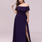Plus Size Off the Shoulder Formal Bridesmaid Dress with Thigh Split