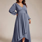 Plus Size V-Neck Long Lantern Sleeves A-Line Chiffon Bridesmaid Dress