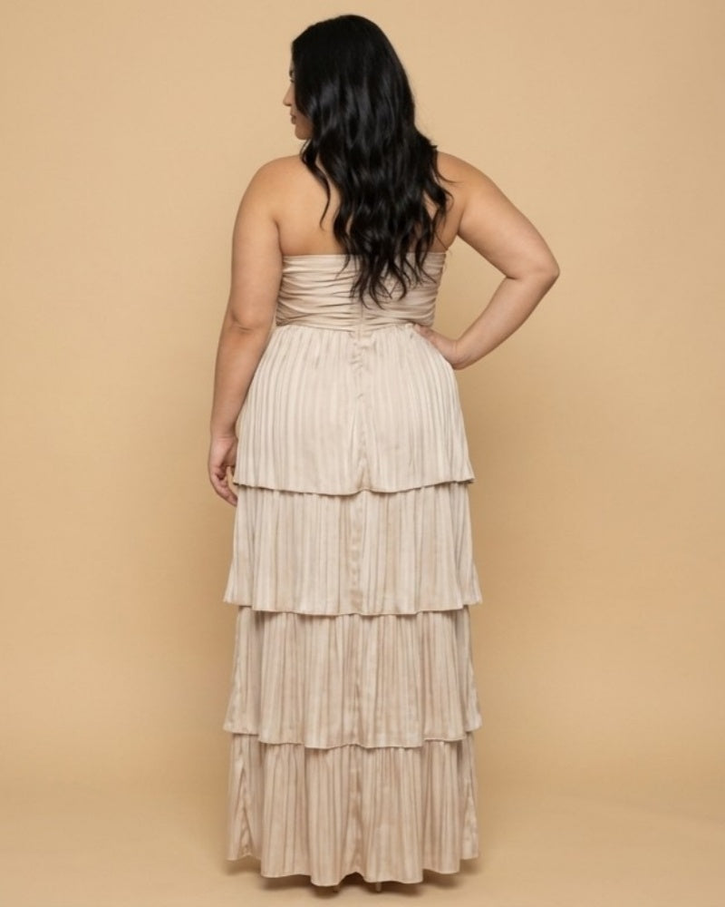 Chantarae Plus Size A Line Bridesmaid Dress Sweetheart Neckline Tiered Ruffle for Wedding Prom Evening Party - N0481