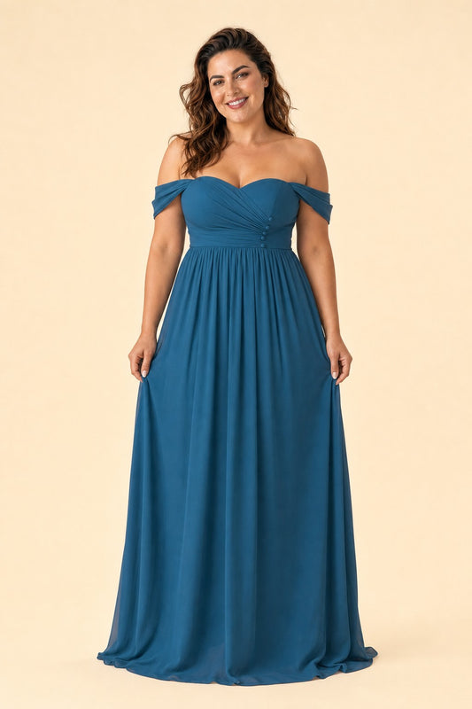 Elegant A-Line Backless Bridesmaid Gown in Soft Pleats and Flowy Chiffon