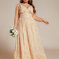 Plus Size Sleeveless V-Neck Chiffon Semi Bridesmaid Dress