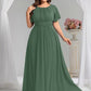 Plus Size Simple Chiffon Pleated A-Line Bridesmaid Dress
