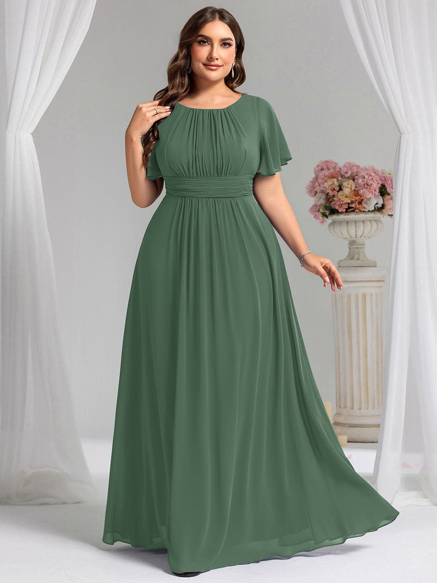 Plus Size Simple Chiffon Pleated A-Line Bridesmaid Dress