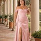 Plus Size Mermaid Bridesmaid Dress with Corset Bodice and Slit