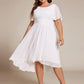 Plus Size Pleated Round Neckline A-Line Midi Chiffon Wedding Guest Dress