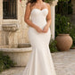 Plus Size Strapless Bridesmaid Dress with Bow Back and Chapel Train