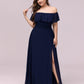 Plus Size Off the Shoulder Formal Bridesmaid Dress with Thigh Split