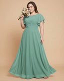 Avenleigh Plus Size Elegant A-Line Chiffon Bridesmaid Dress with Flowing Skirt -N0334