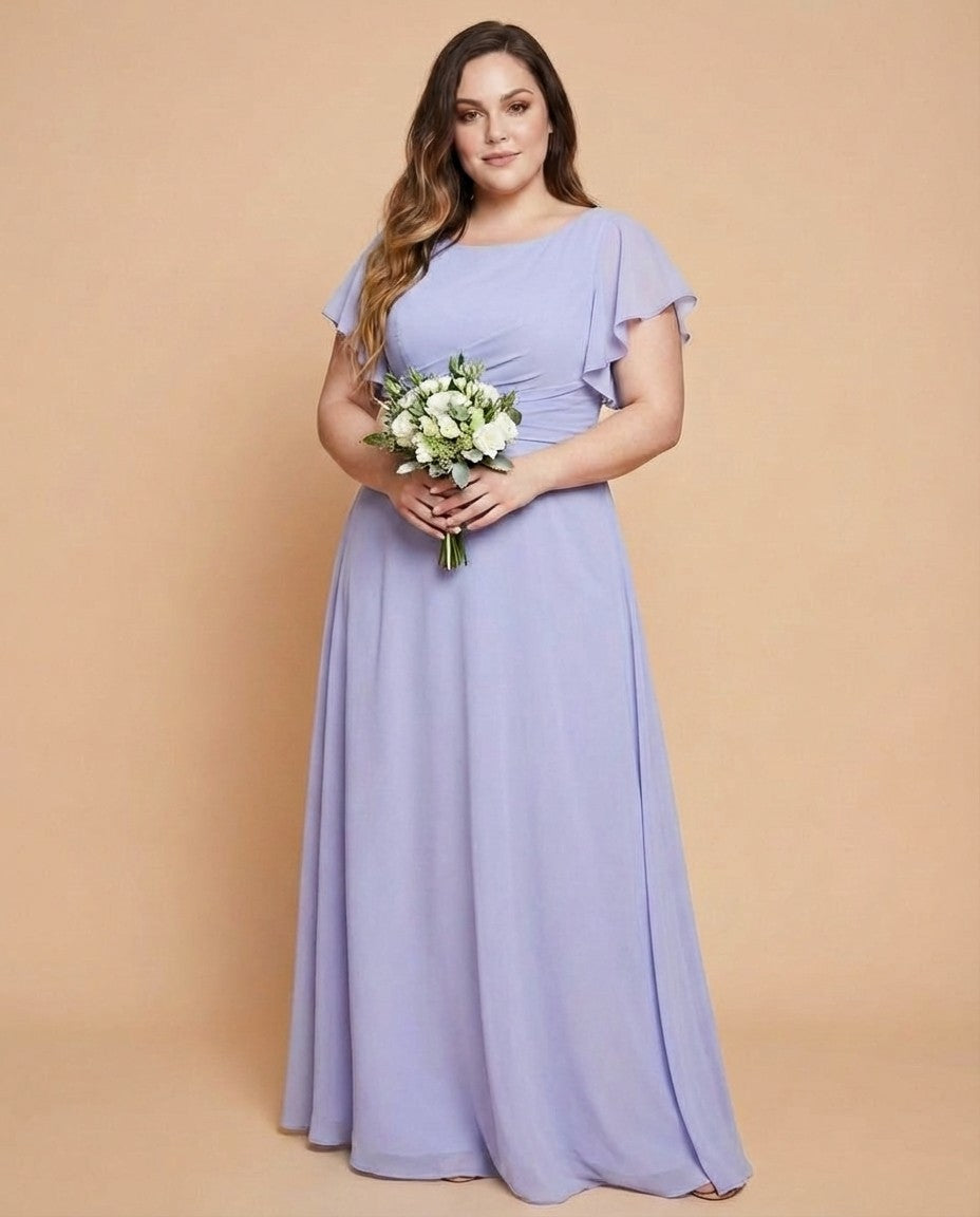 Avenleigh Soft Chiffon Plus Size A-Line Bridesmaid Dress with Flowing Skirt - N0339