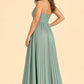 Ruched Satin Bridesmaid Dress with Open Back and Side Slit