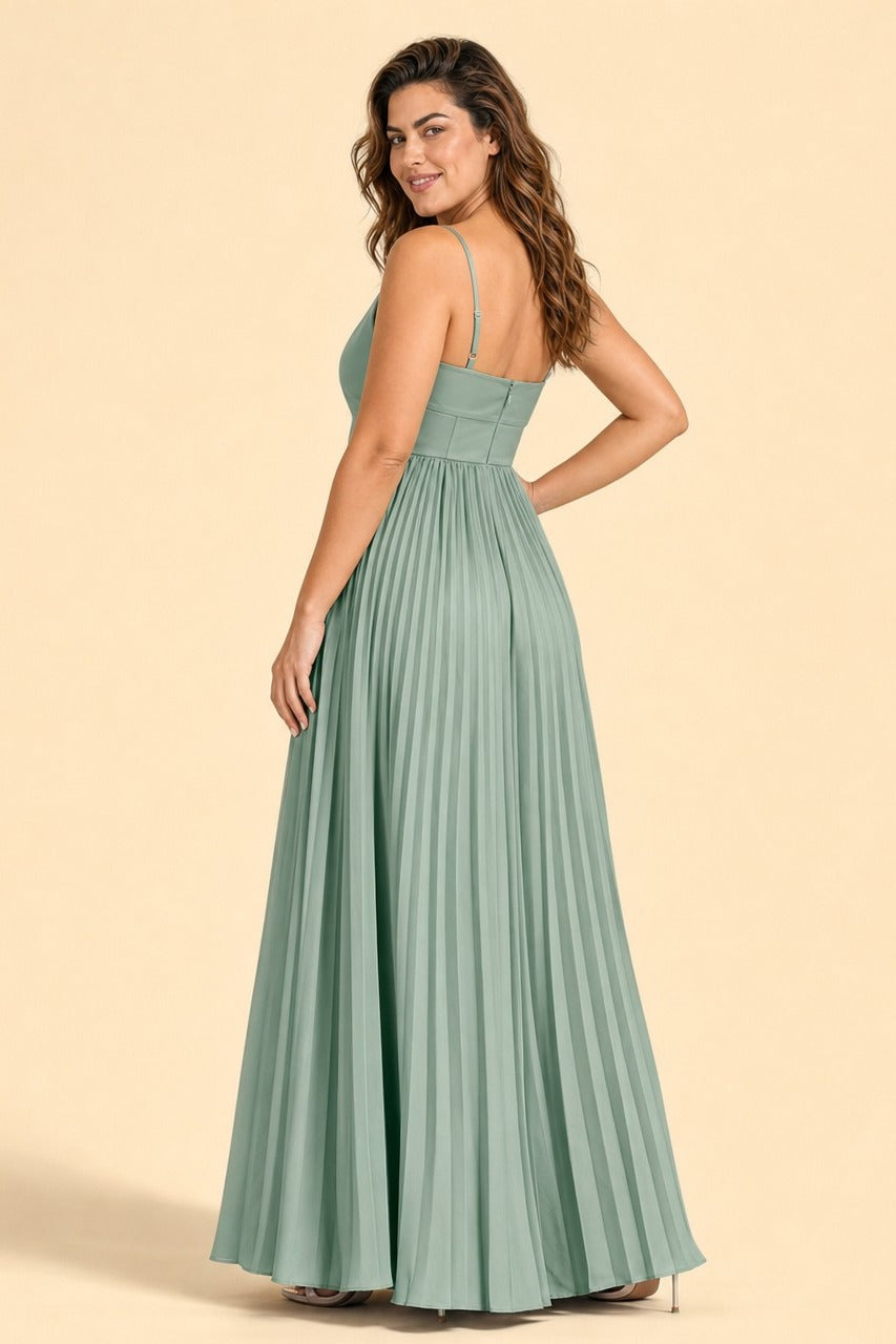 Ruched Satin Bridesmaid Dress with Open Back and Side Slit