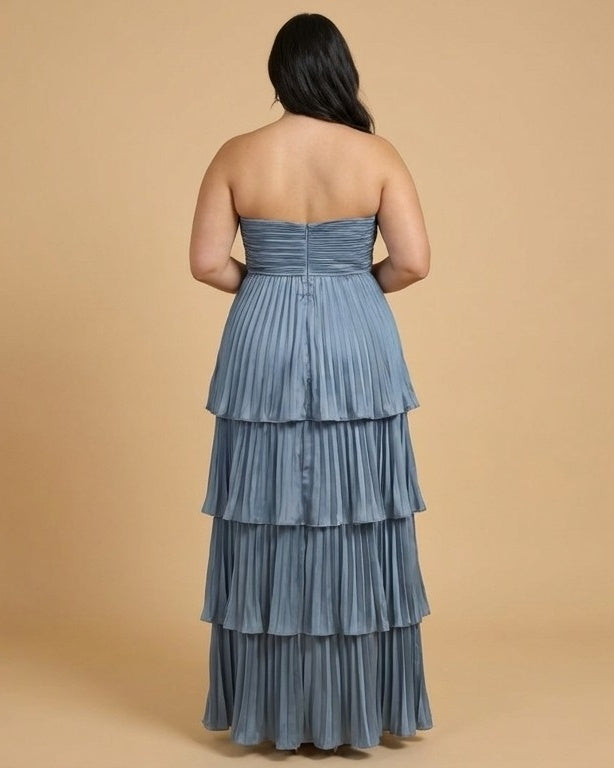 Chantarae Sophisticated Plus Size A-Line Satin Charmeuse Bridesmaid Gown - N0380