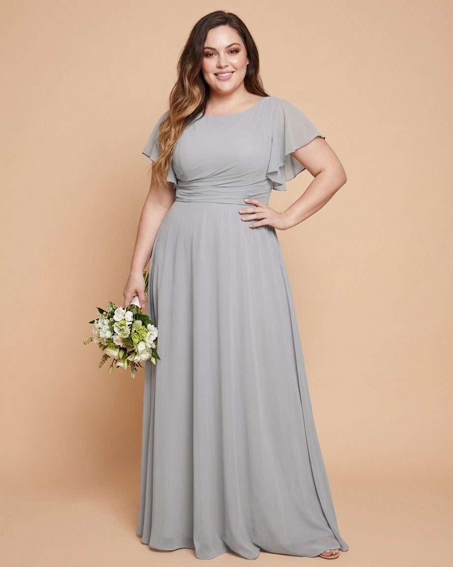 Avenleigh Plus Size Classic A-Line Chiffon Bridesmaid Dress Floor Length for Wedding - N0329