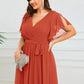 Plus Size Pleated Tie-Waist Chiffon Bridesmaid Dress