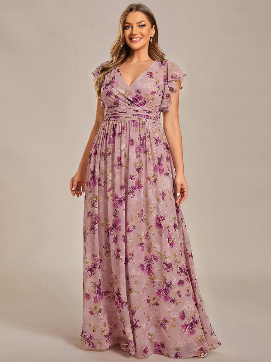 Plus Size Chiffon Pleated A-Line Back Cutout Bridesmaid Dress