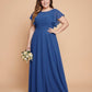 Avenleigh Elegant Plus Size Chiffon A-Line Bridesmaid Gown Flowy Skirt - N0335