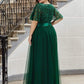 Plus Size Women's Embroidery Evening Dresses with Short Sleeve