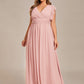 Plus Size Chiffon Pleated A-Line Back Cutout Bridesmaid Dress