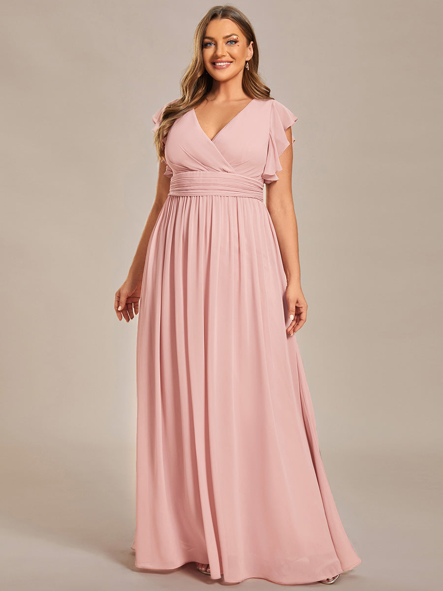Plus Size Chiffon Pleated A-Line Back Cutout Bridesmaid Dress