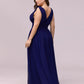 Plus Size Sleeveless V-Neck Chiffon Semi Bridesmaid Dress