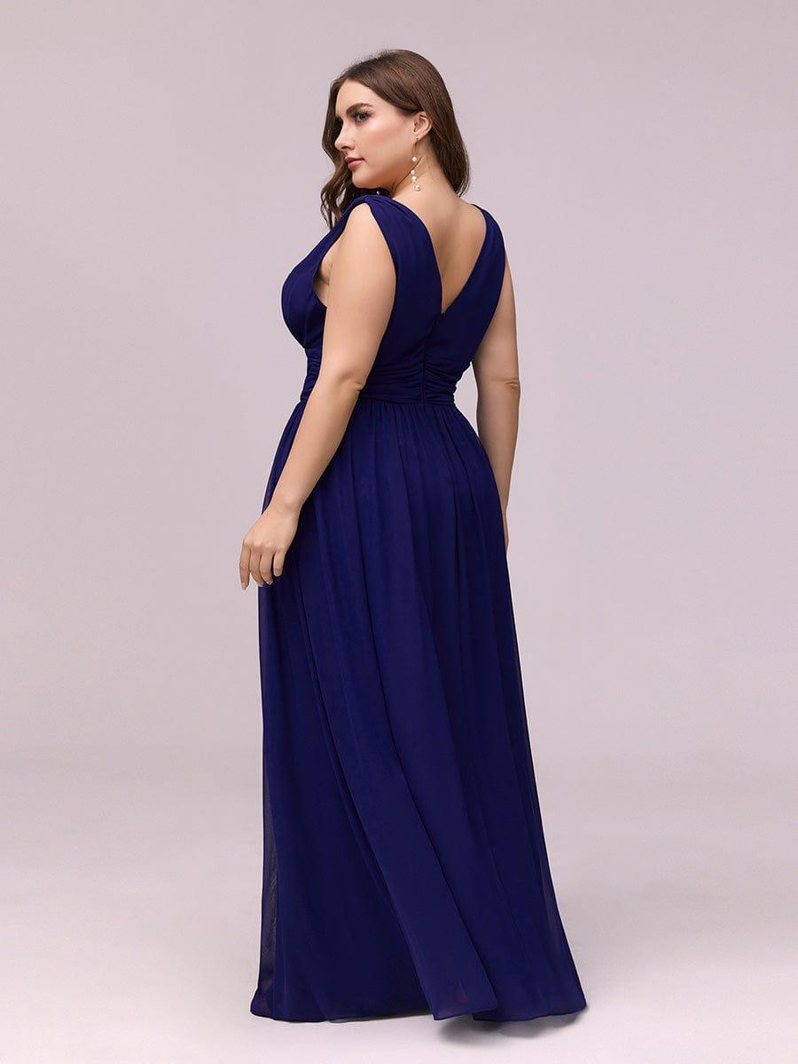 Plus Size Sleeveless V-Neck Chiffon Semi Bridesmaid Dress