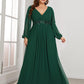 Stylish Plus Size Chiffon Formal Evening Dresses with Long Lantern Sleeves