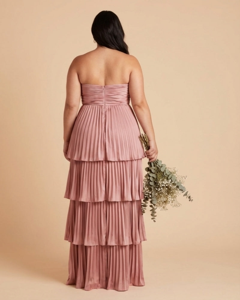 Chantarae Elegant Satin Charmeuse A-Line Plus Size Bridesmaid Dress with Ruffles Perfect for Wedding Events - N0384