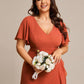 Plus Size Elegant Lotus Sleeves Chiffon Bridesmaid Dress