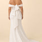 Plus Size Lace Wedding Dress with Slit and Asymmetrical Bow Back Detail