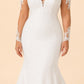 Plus Size Wedding Dress with Off Shoulder Lace Sleeves and Cathedral Train