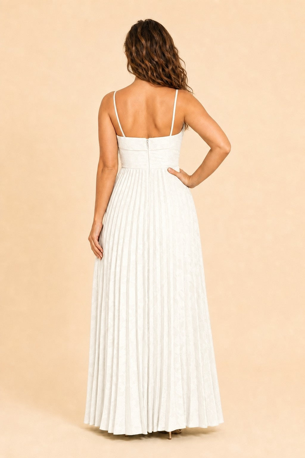 Plus Size Strapless Floral Burnout A-Line Bridesmaid Dress with Pleated Skirt