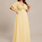 Plus Size Simple Empire Waist Flutter Sleeve Evening Dress