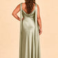 Flattering Plus Size Bridesmaid Dress with Asymmetric Neck and Draped Elegance