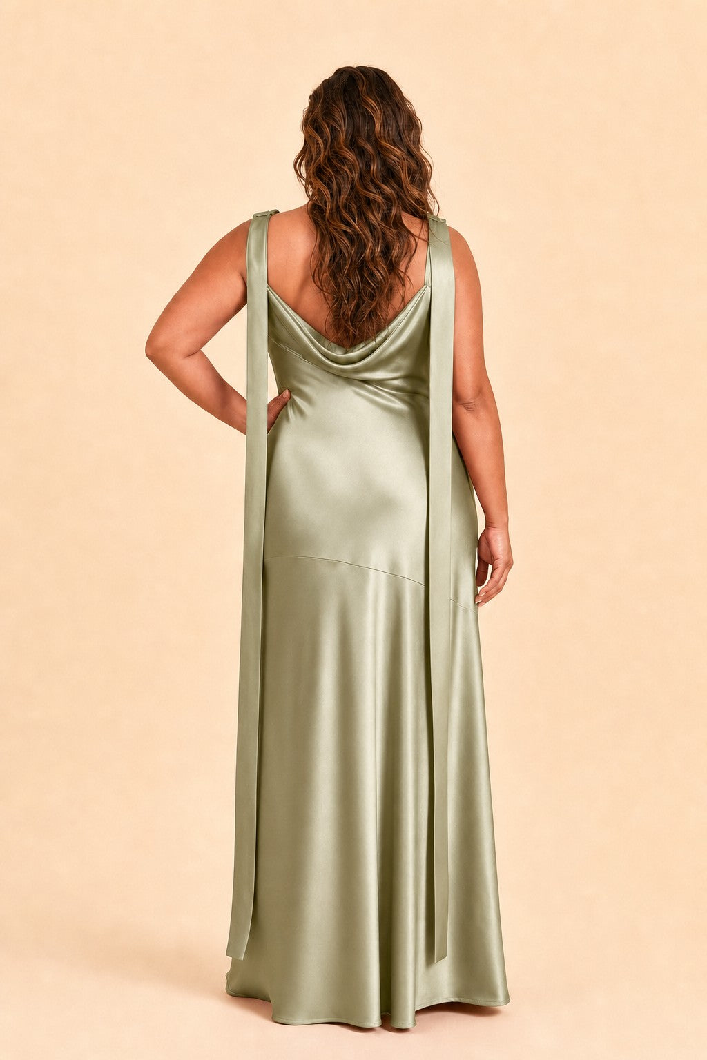 Flattering Plus Size Bridesmaid Dress with Asymmetric Neck and Draped Elegance