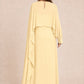 Flowy Sheer Cape Bridesmaid Dress Cuff Slit Design