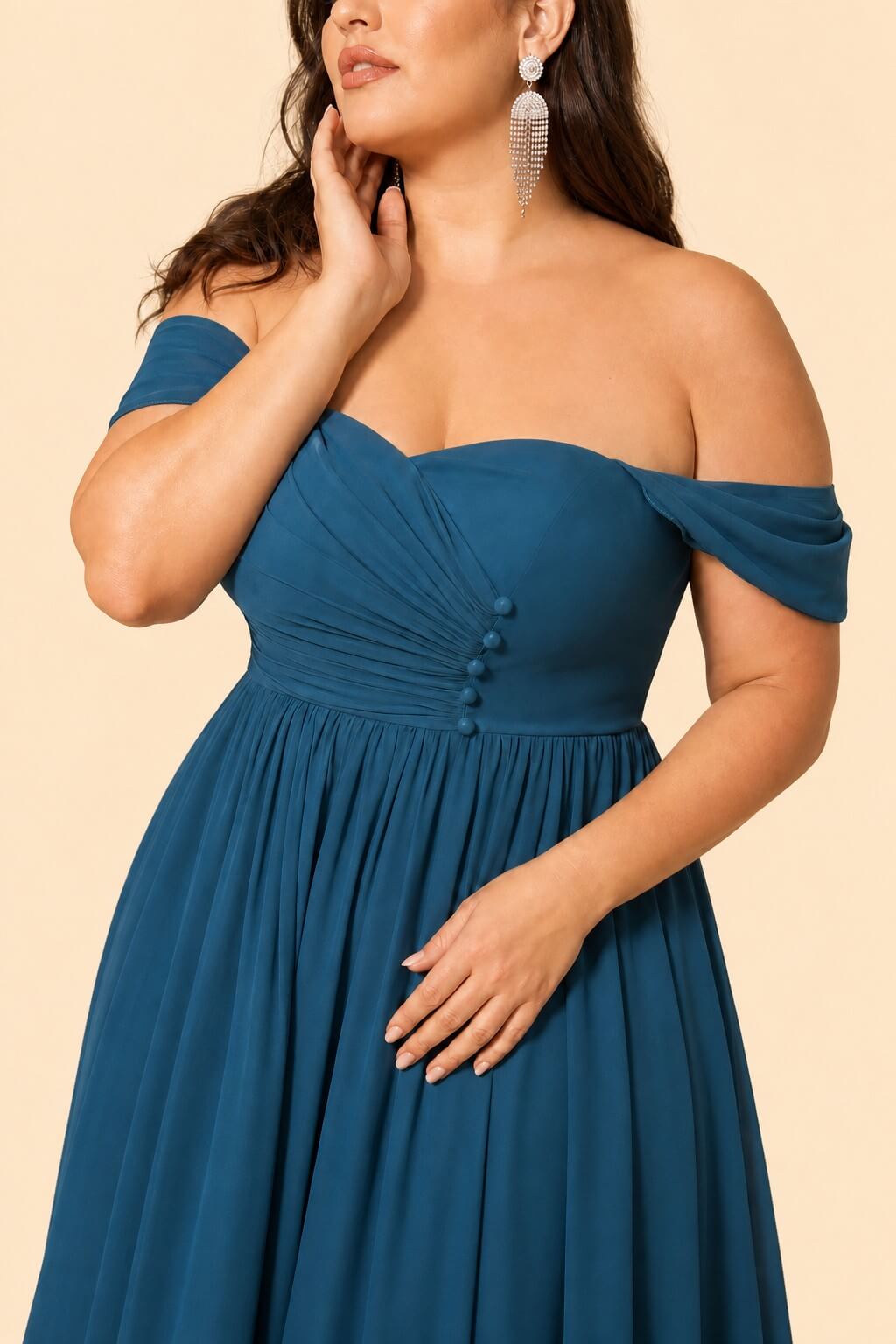 Elegant A-Line Backless Bridesmaid Gown in Soft Pleats and Flowy Chiffon