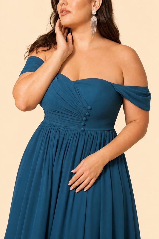Elegant A-Line Backless Bridesmaid Gown in Soft Pleats and Flowy Chiffon